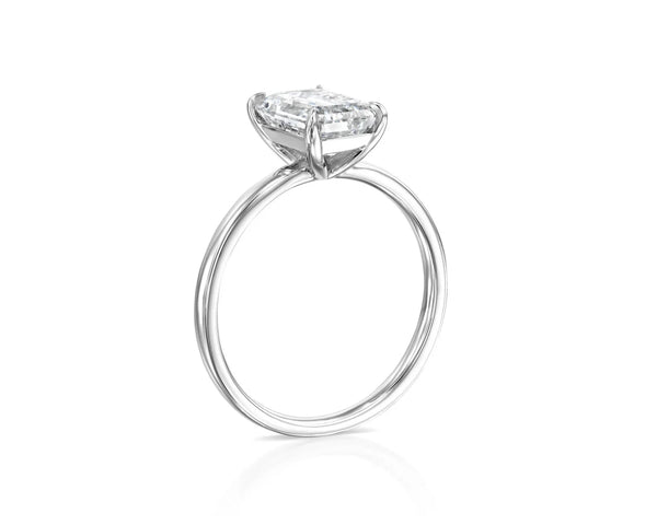 14K 2ct Natural Diamond Emerald Cut Solitaire Engagement Ring