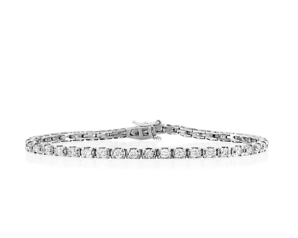18K Solid Gold Natural Diamond Tennis Bracelet