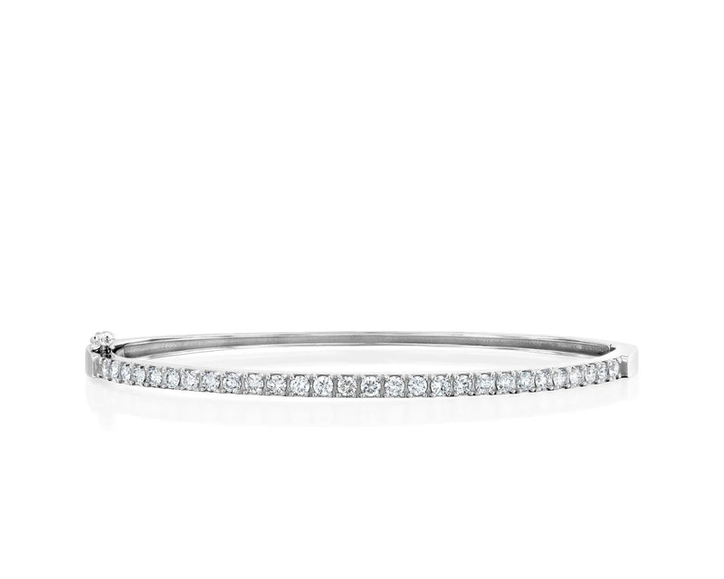 14K Solid Gold Natural Diamond Bangle Bracelet