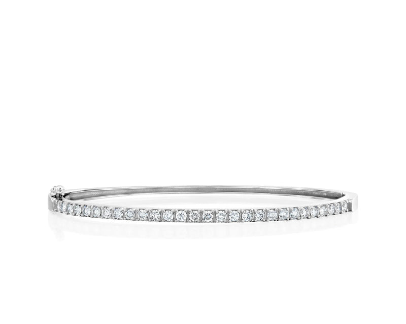 18K Solid Gold Natural Diamond Bangle Bracelet - Side View | Riyanika Jewels