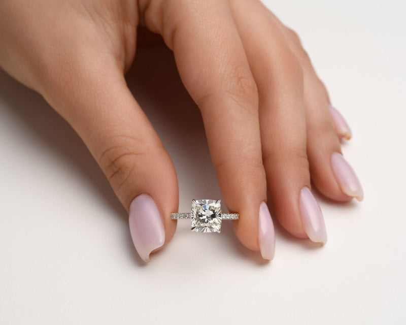 14K 3ct Lab Grown Diamond Cushion Cut Solitaire Engagement Ring