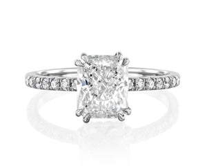 14K 2ct Lab Grown Diamond Radiant Cut Pave Engagement Ring