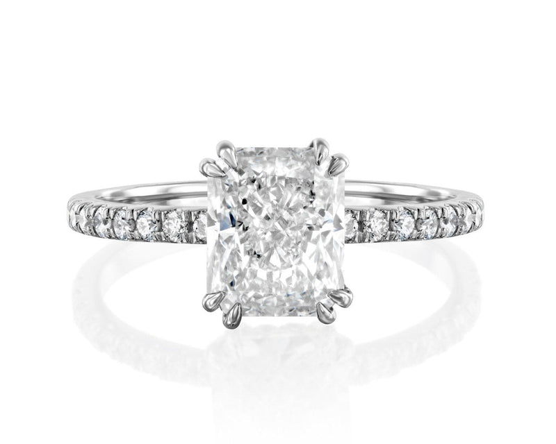 14K 2ct Natural Diamond Radiant Cut Solitaire Engagement Ring