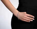18K Solid Gold Natural Diamond Tennis Bracelet - Close Up | Riyanika Jewels