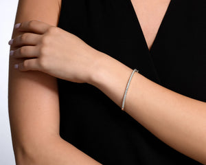 18K Solid Gold Natural Diamond Bangle Bracelet
