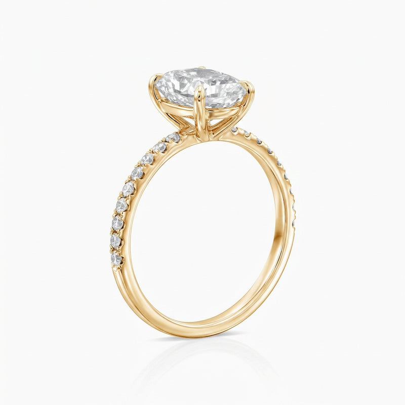 14K 1ct Natural Diamond Radiant Cut Solitaire Engagement Ring