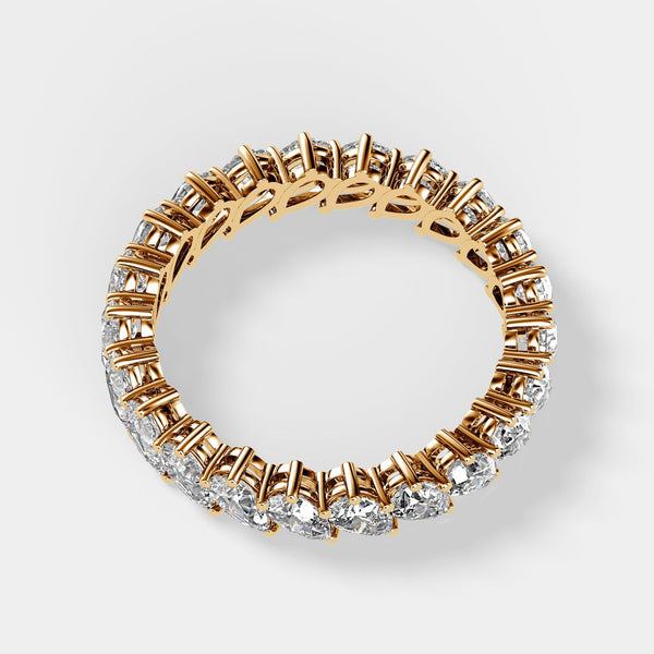 18K Solid Gold 2.75CT Pear Cut Natural Diamonds Eternity Band | Multi Pear Diamond Wedding Band - Side View | Riyanika Jewels