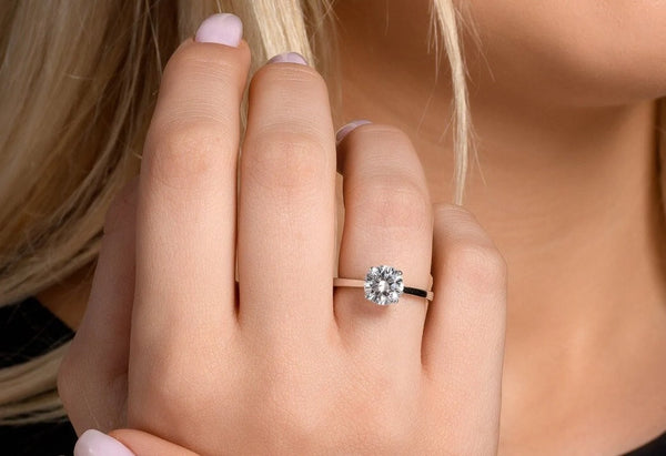 18K Solid Gold 1ct Round Brilliant Lab Grown Diamond Classic Solitaire Engagement Ring - Side View | Riyanika Jewels