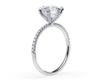 18K Solid Gold 1.50ct Round Brilliant Lab Grown Diamond Set in a 6 Prong Classic Pave Engagement - Detail | Riyanika Jewels
