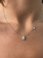 18K Solid Gold Pear Lab Grown Diamond Pendant Necklace - Side View | Riyanika Jewels