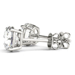 18K Solid Gold 1 CTW Lab Grown Diamond Solitaire Stud Earrings - Detail | Riyanika Jewels