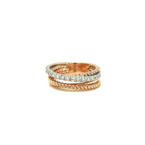 18K Solid Gold 0.44 CTW Natural Diamond Intertwined Statement Ring