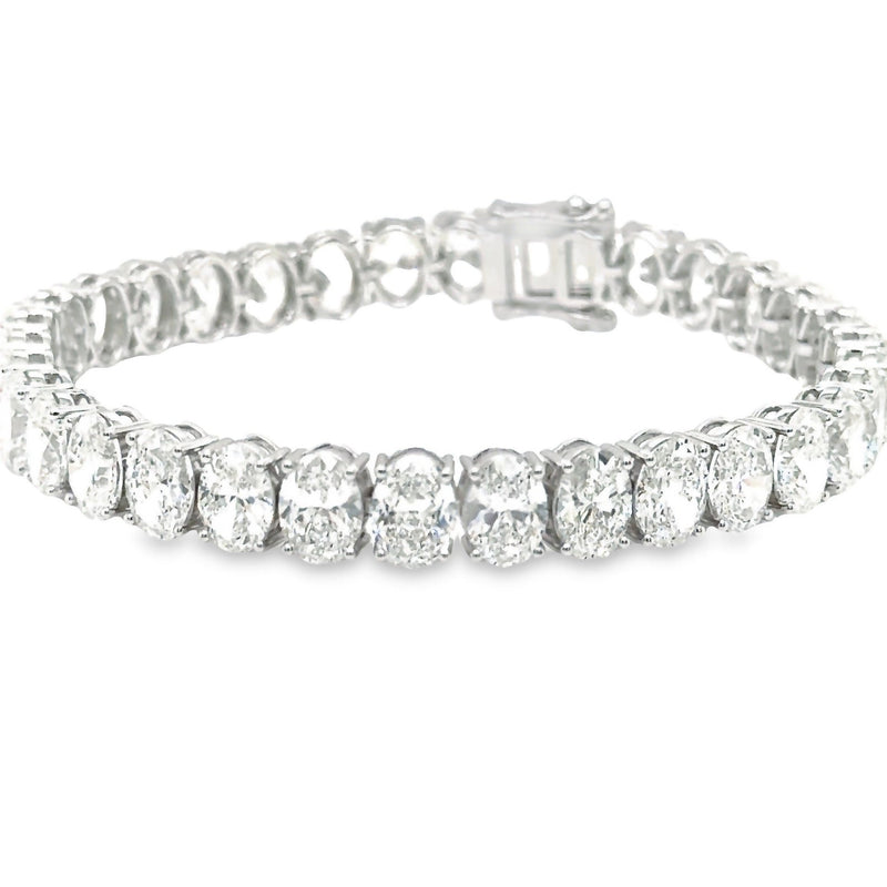18K Solid Gold 7.00ct Lab Grown Diamond Oval Cut Tennis Bracelet - Side View | Riyanika Jewels