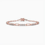 18K Solid Gold 1.2ct Natural Diamond Sparkling Paper Clip Bracelet - Alternate Angle