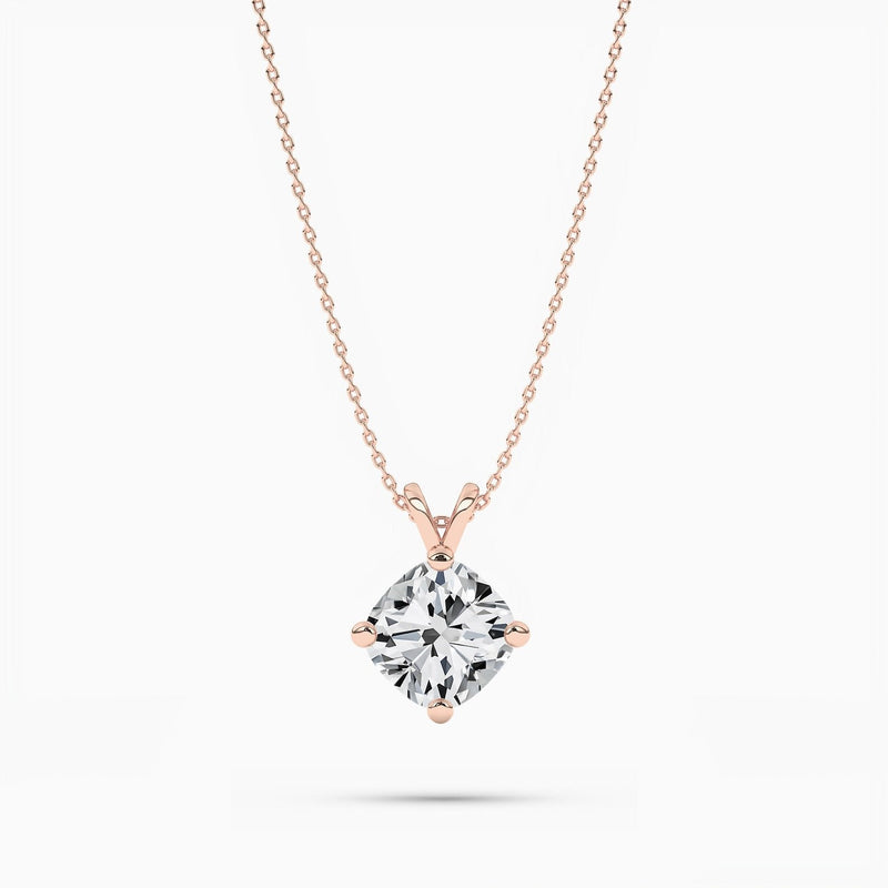 14K 2ct Natural Diamond Cushion Cut Solitaire Pendant