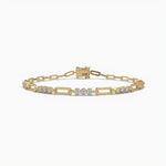 18K Solid Gold 1.2ct Natural Diamond Sparkling Paper Clip Bracelet - Close Up | Riyanika Jewels