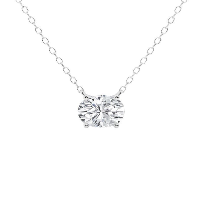 14K 2ct Lab Grown Diamond Oval Cut Solitaire Pendant Necklace