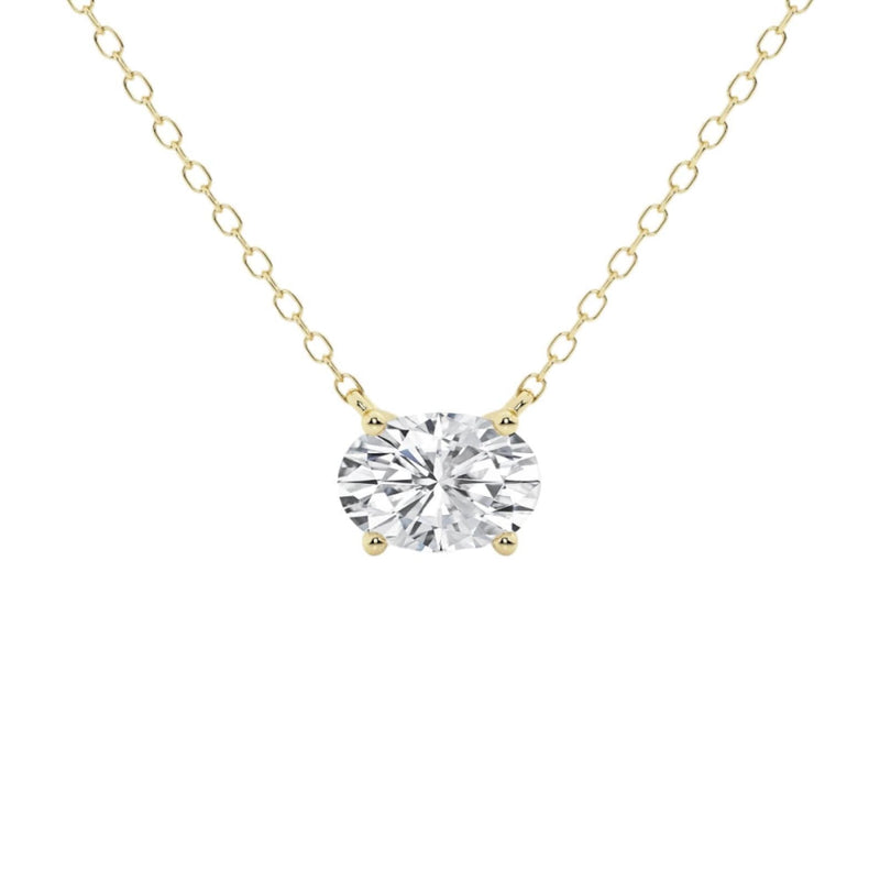 14K 2ct Lab Grown Diamond Oval Cut Solitaire Pendant Necklace