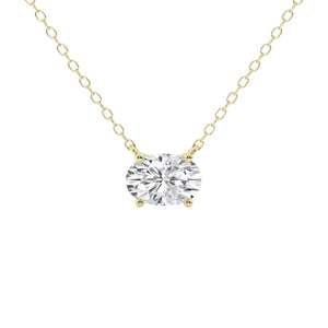 18K Solid Gold 2 CT Oval Cut Natural Diamond Pendant Necklace