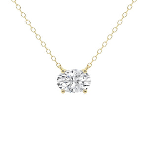 14K 2ct Natural Diamond Oval Cut Pendant Necklace