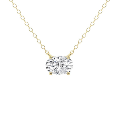 14K 2ct Natural Diamond Oval Cut Pendant Necklace