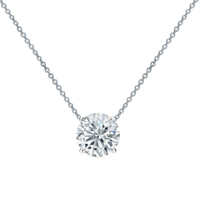 18k Solid Gold 1.50 CT Round Cut Natural Diamond Solitaire Pendant Necklace