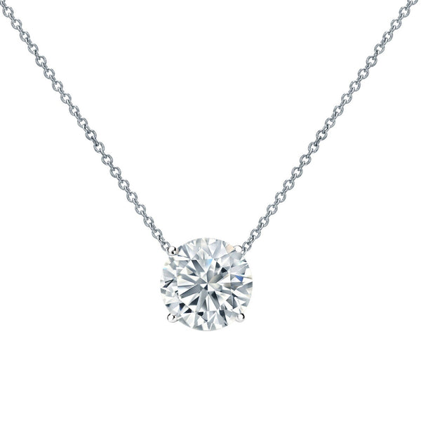 14K 1.5ct Lab Grown Diamond Round Cut Solitaire Pendant Necklace