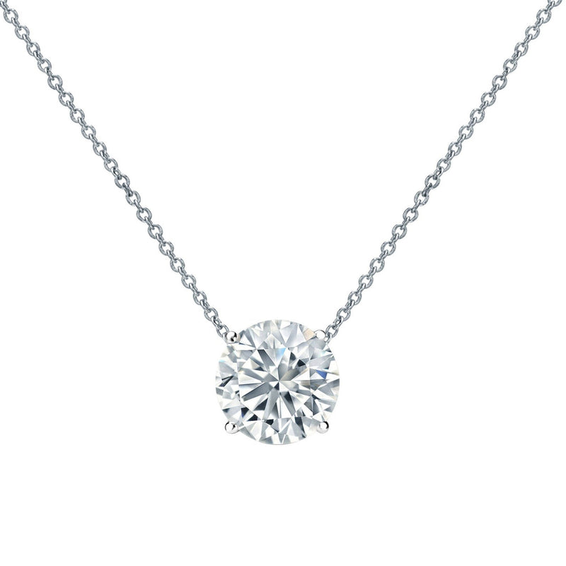 14K 1.5ct Lab Grown Diamond Round Cut Solitaire Pendant Necklace