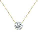 18k Solid Gold 1.50 CT Round Cut Lab Grown Diamond Solitaire Pendant Necklace - Side View