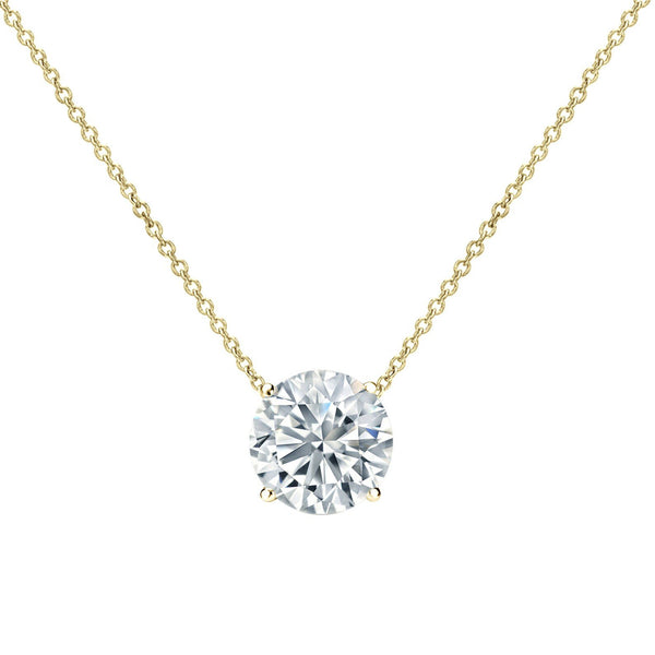 18k Solid Gold 1.50 CT Round Cut Lab Grown Diamond Solitaire Pendant Necklace - Side View | Riyanika Jewels