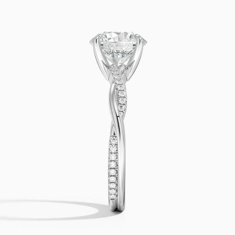18K Solid Gold 2.50 CT Lab Grown Diamond Round Cut Infinity Shank Engagement Ring - Close Up