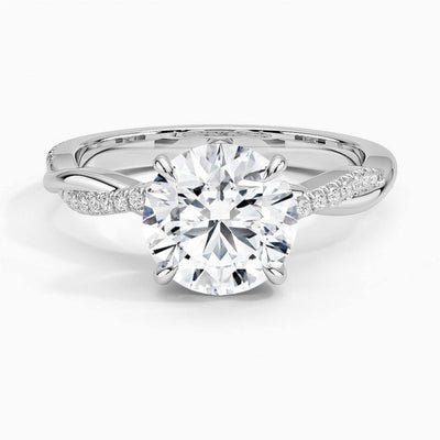 19k Solid Gold 2.50 CT Round Cut Infinity Shank Solitaire Natural Diamond Engagement Ring