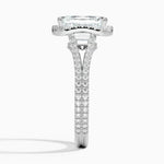18K Solid Gold 3.75 CT Lab Grown Diamond Emerald Cut Halo Engagement Ring - View 6 | Riyanika Jewels