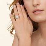 14K 4ct Lab Grown Diamond Emerald Cut Halo Engagement Ring