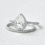 14K 3.8ct Lab Grown Diamond Pear Cut Halo Engagement Ring