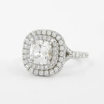 14K 3.5ct Lab Grown Diamond Cushion Cut Side Stone Engagement Ring
