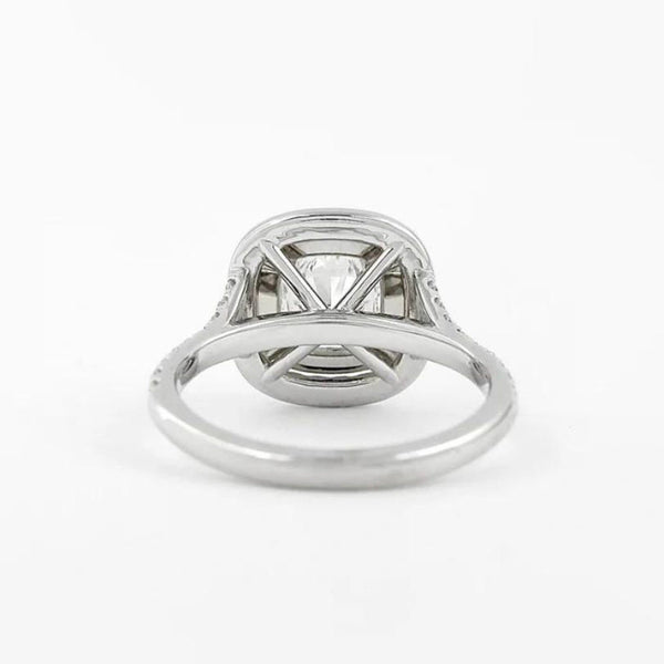 18K Solid Gold 3.50 CT Natural Diamond Cushion Cut Double Halo Engagement Ring - Side View | Riyanika Jewels