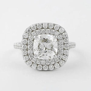 14K 3.5ct Natural Diamond Round Cut Side Stone Engagement Ring