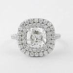 18K Solid Gold 3.50 CT Natural Diamond Cushion Cut Double Halo Engagement Ring