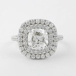 14K 3.5ct Lab Grown Diamond Cushion Cut Side Stone Engagement Ring