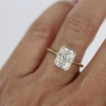 18K Solid Gold 3.50 CT Lab Grown Diamond Radiant Cut Bezel Set Engagement Ring - Alternate Angle