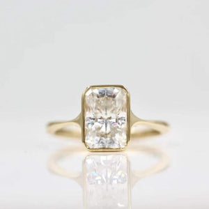 14K 3ct Natural Diamond Radiant Cut Solitaire Engagement Ring
