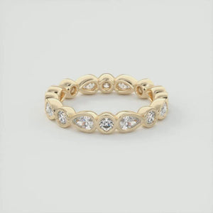 14K 1.7ct Natural Diamond Round Cut Bezel Eternity Band