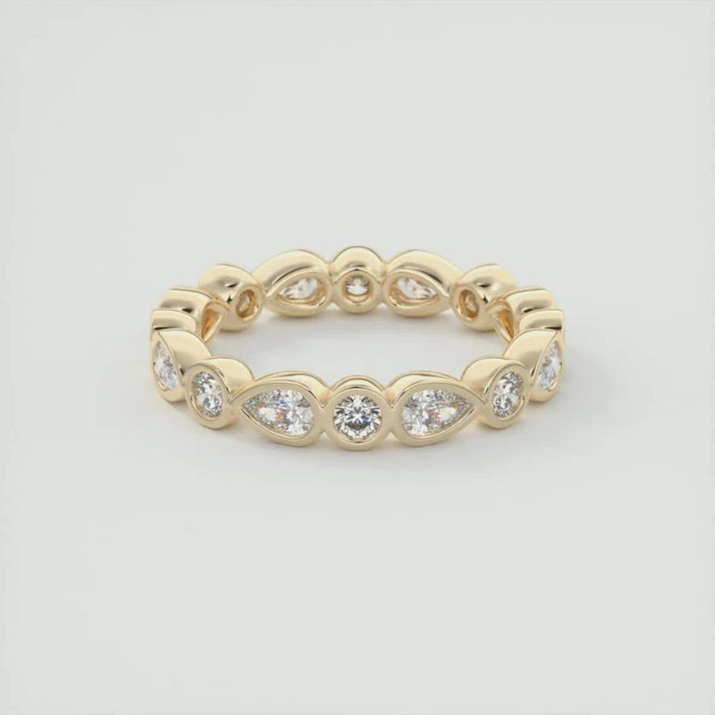 14K 1.7ct Natural Diamond Round Cut Bezel Eternity Band