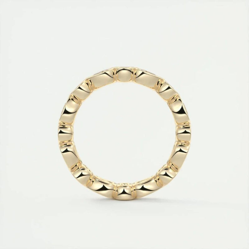 18K Solid Gold 1.70 CT Lab Grown Diamond Pear & Round Cut Bezel Set Full Eternity Band - Detail