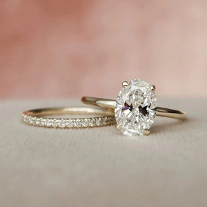 14K 3ct Natural Diamond Oval Cut Solitaire Engagement Ring