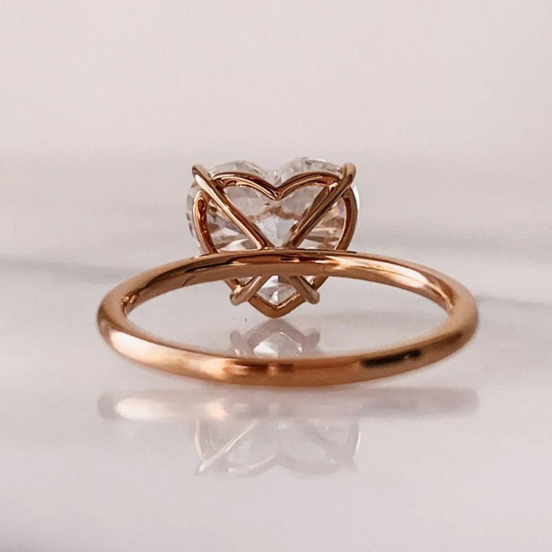 14K 3ct Natural Diamond Heart Cut Solitaire Engagement Ring