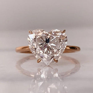 14K 3ct Natural Diamond Heart Cut Solitaire Engagement Ring