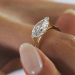 14K 1.5ct Lab Grown Diamond Marquise Cut Bezel Engagement Ring