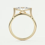 18K Solid Gold 1.50 CT Lab Grown Diamond East West Marquise Cut Half Bezel Engagement Ring - Close Up | Riyanika Jewels
